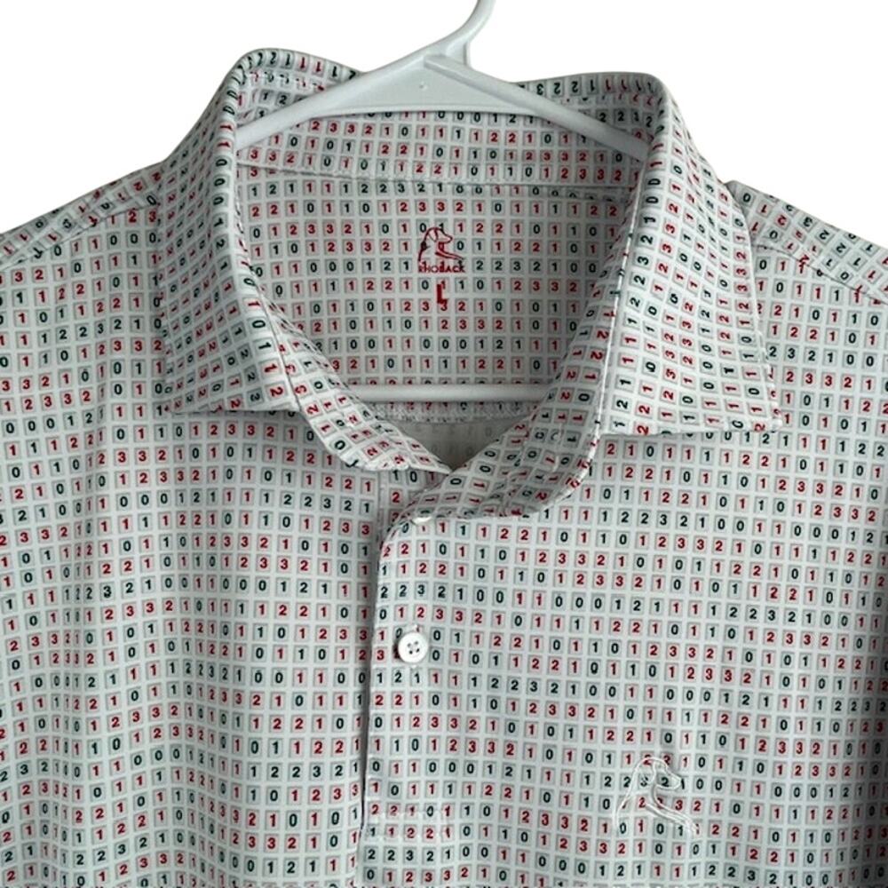 Rhoback men's the number tile short sleeve performance polo.